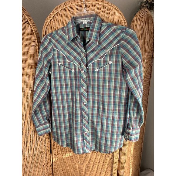 Brush popper large snap button shirt chic by his plaid - Picture 1 of 9